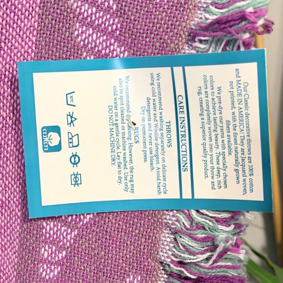 Vintage 90s Cotton Woven Throw Blanket Abstract Pastel Made USA NWT jacquard - Picture 4 of 8